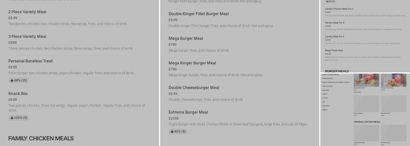 Kens Fried Chicken Menu