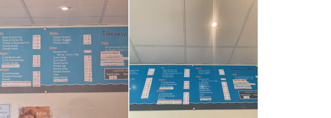 New Britannia Fish Bar Menu