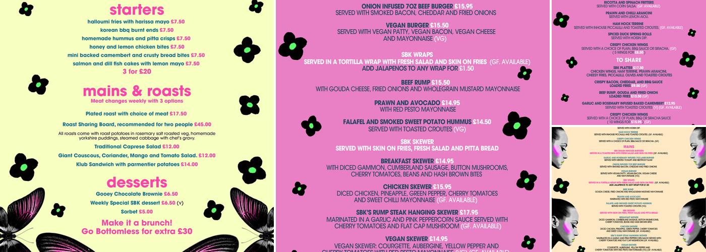Southsea Brunch Klub Menu