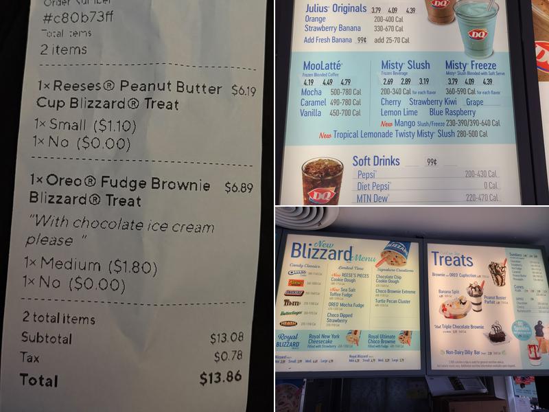 Dairy Queen Store Menu