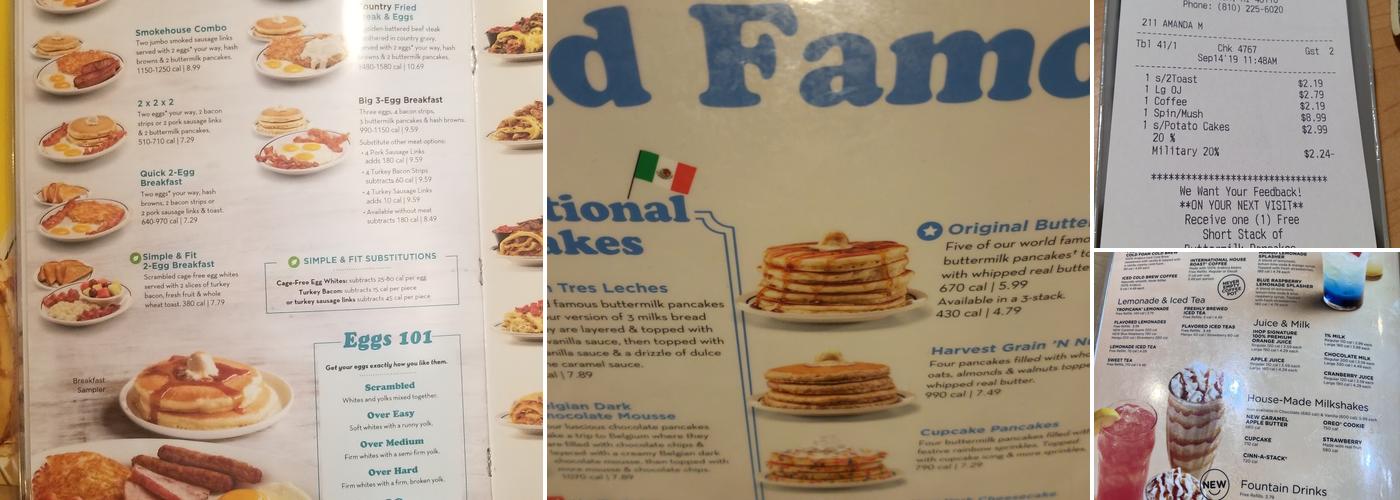 IHOP Menu