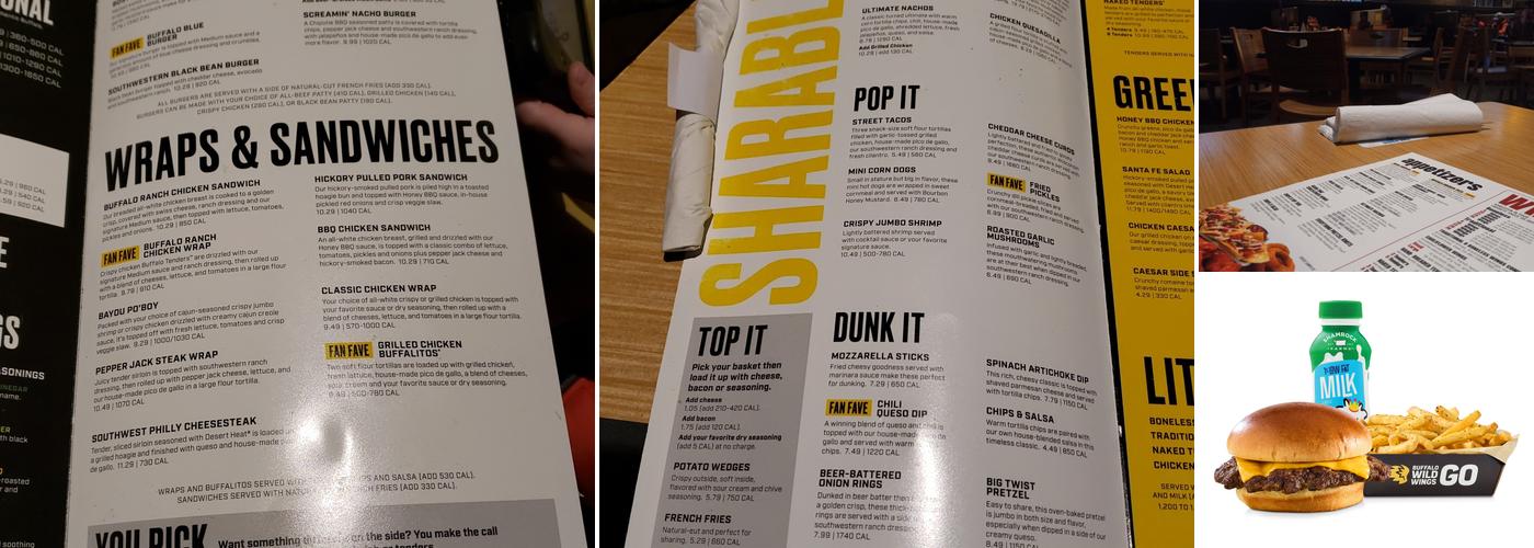 Buffalo Wild Wings Menu
