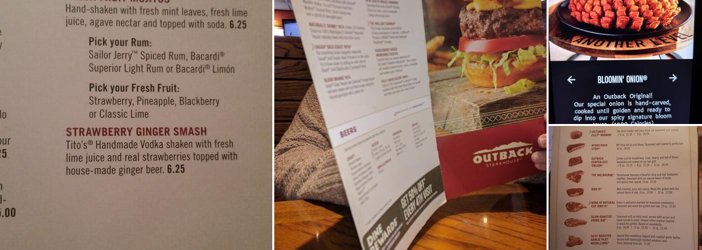 Outback Steakhouse Menu