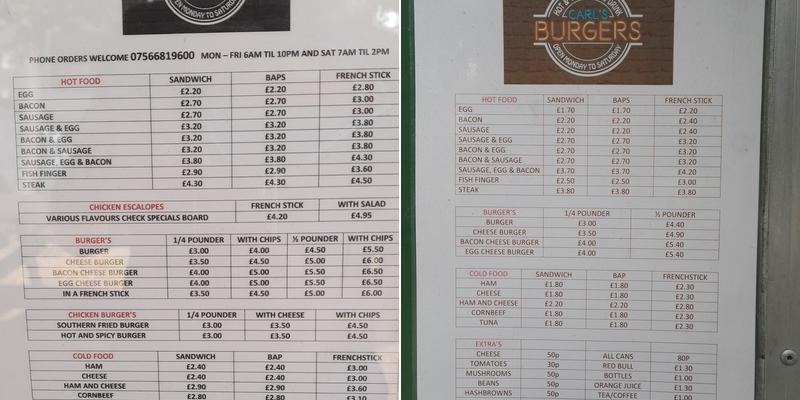 Carls Burgers Menu