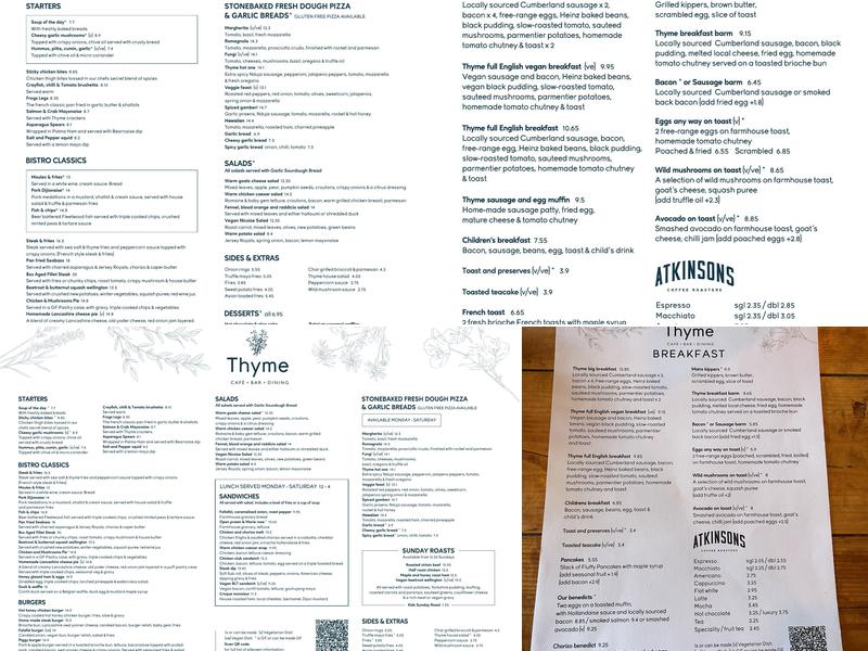 Thyme Menu