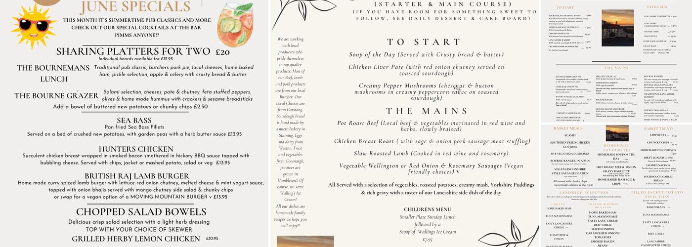 The Bourne Arms Menu