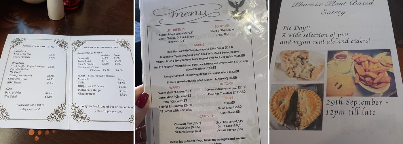 Phoenix plant based Ltd Menu