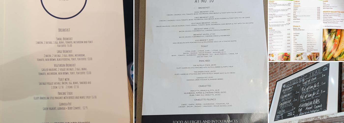 Brunch at No 10 Menu
