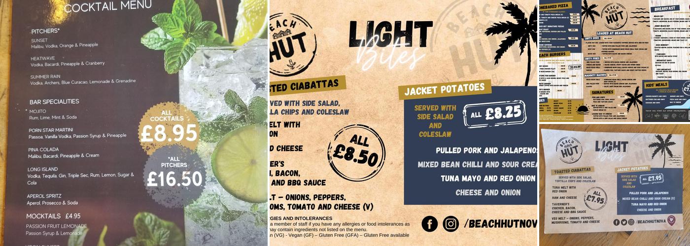 Beach Hut Cafe & Bar Menu