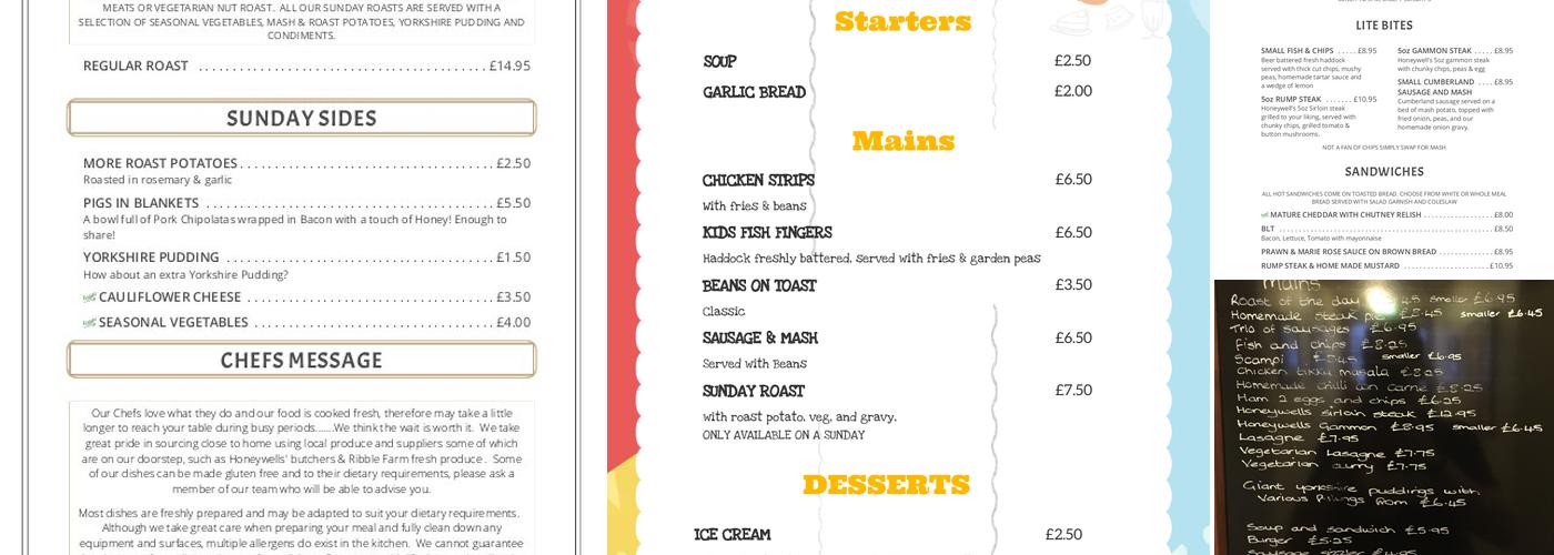 The Wheatsheaf Woodplumpton Menu