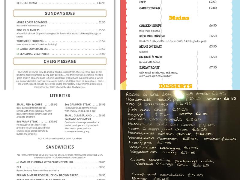 The Wheatsheaf Woodplumpton Menu