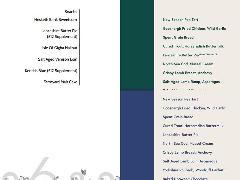 263 Restaurant Menu
