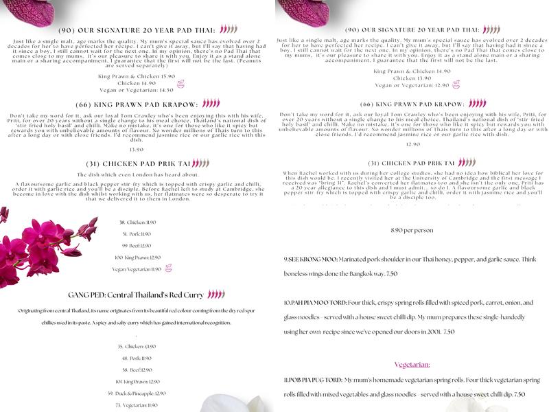Thai Orchid Menu