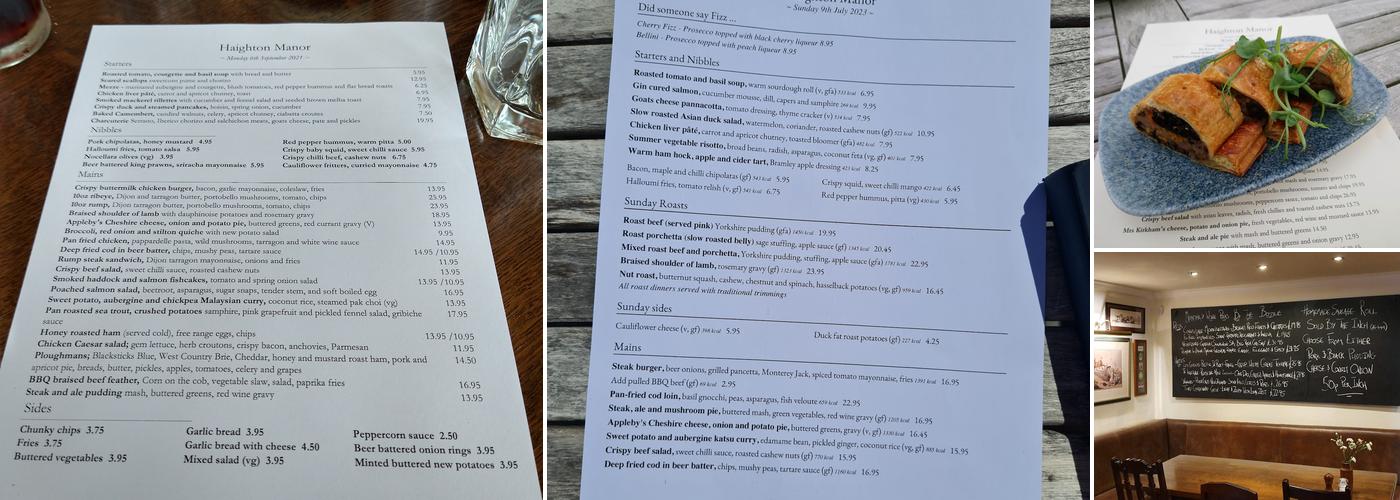 Haighton Manor Menu