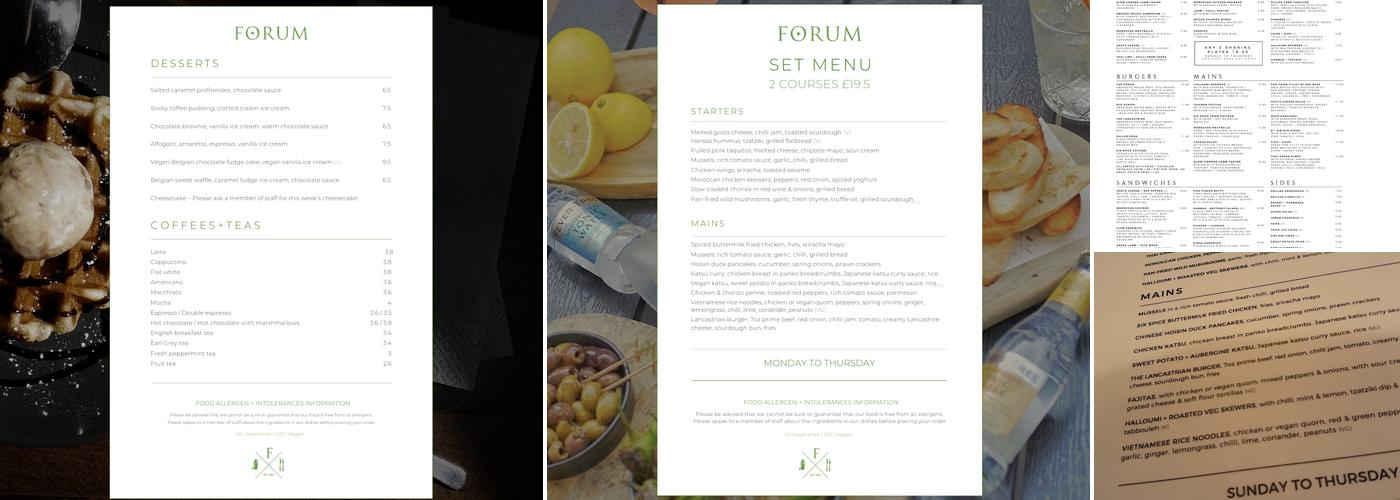 FORUM BAR & KITCHEN Menu