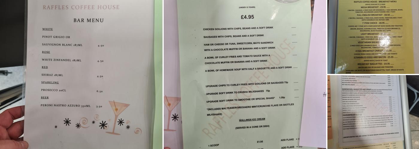 Raffles Coffee House Menu