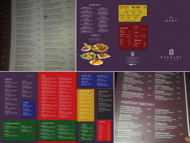 Bukhara Samlesbury Est 2004 Menu