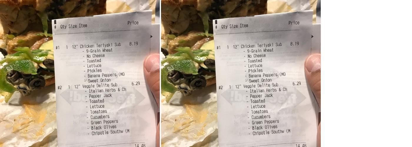 Subway Menu