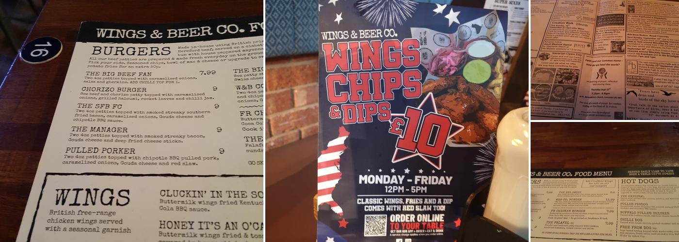 Wings & Beer Co. Menu