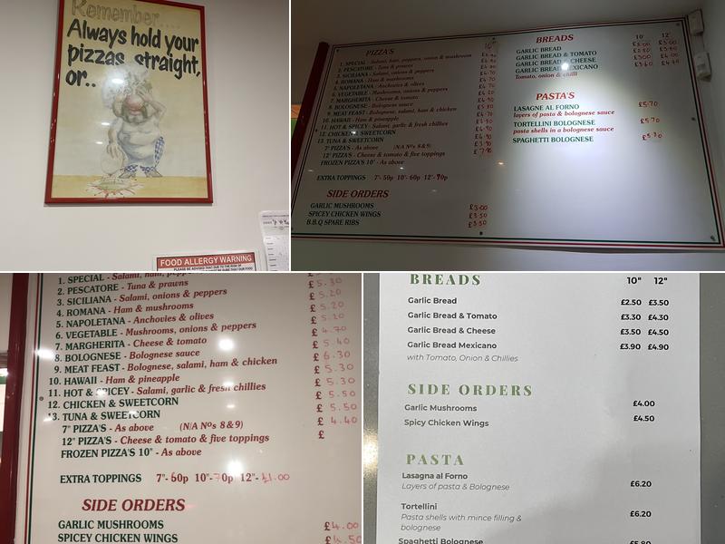 Toni's Menu