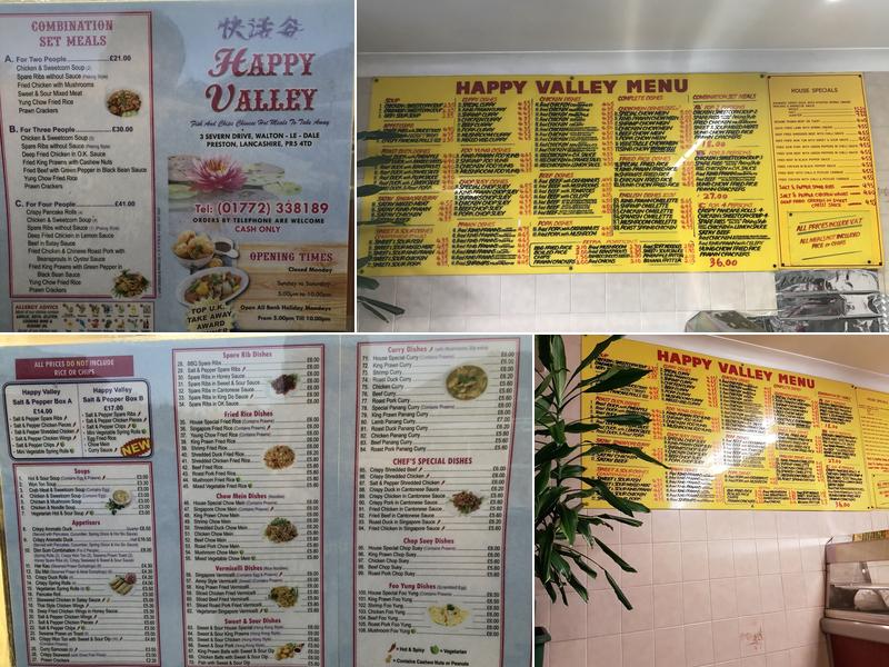 The Happy Valley Menu