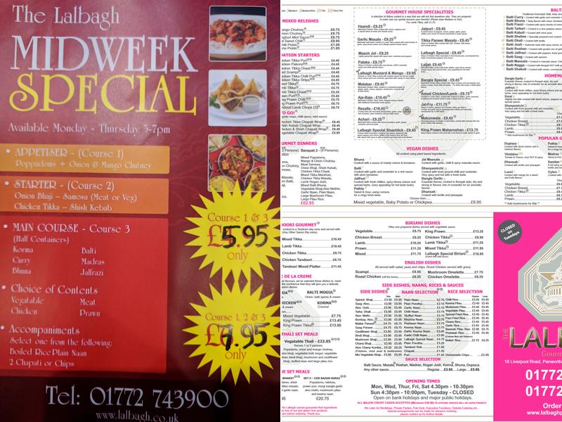 The Lalbagh - Indian Takeaway Menu