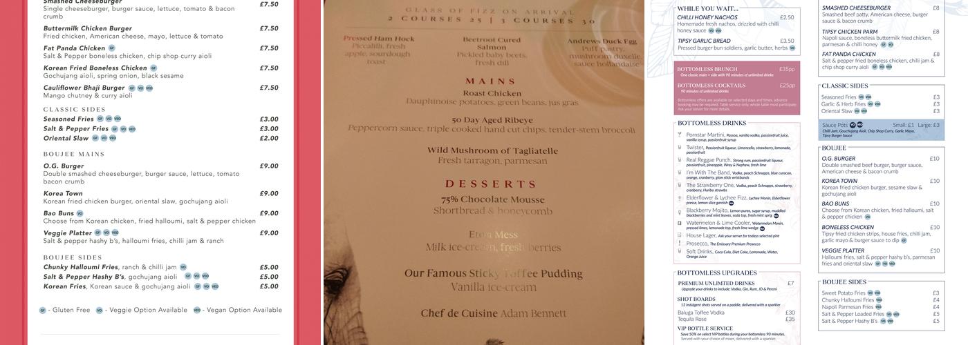 Baluga Bar & Club Menu