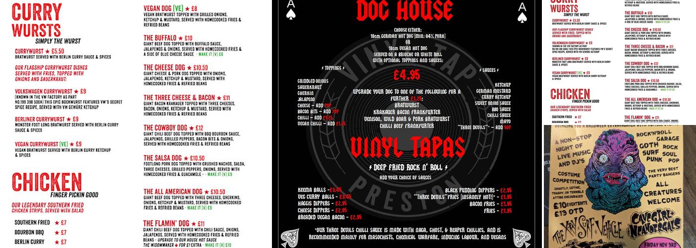 Vinyl Tap Preston Menu