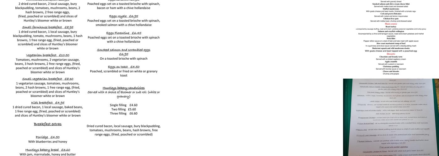 The Courtyard at Huntleys Menu