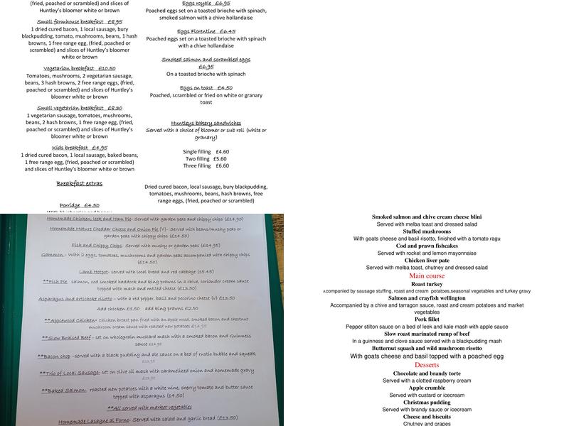 The Courtyard at Huntleys Menu