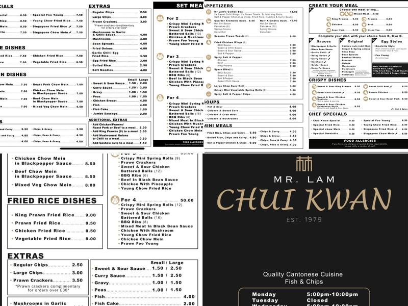 CHIU KWAN by MR LAM Menu