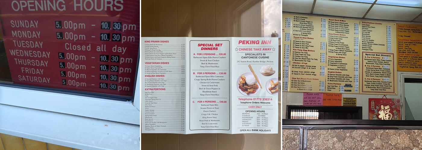 Peking Inn Menu