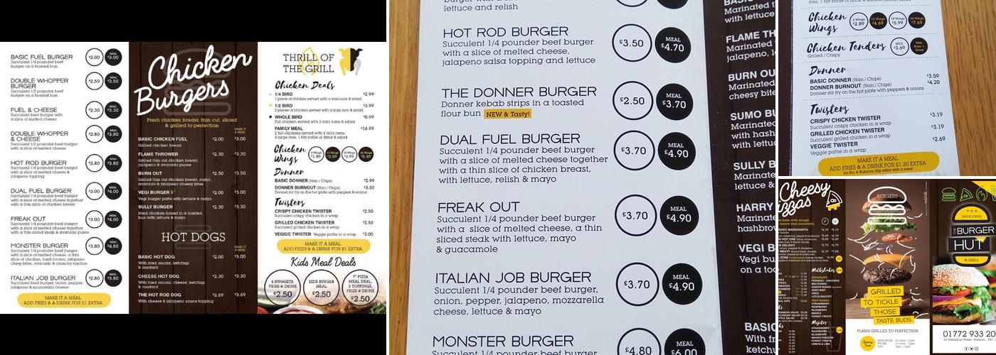 The Burger Hut Menu