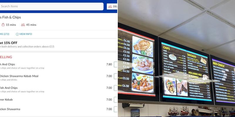 Harveys Fish and Chips. Menu