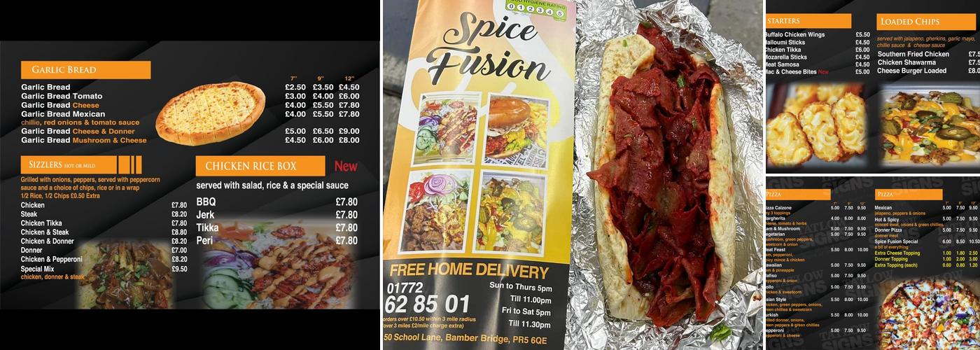 Spice Fusion Bamber Bridge Menu