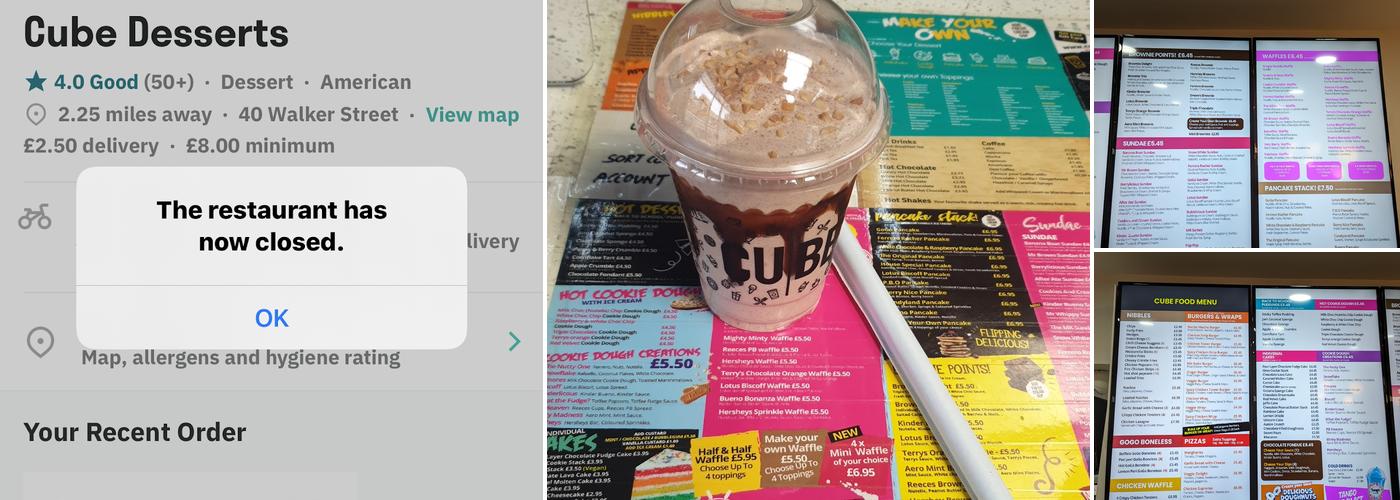 Cube Desserts Preston Menu