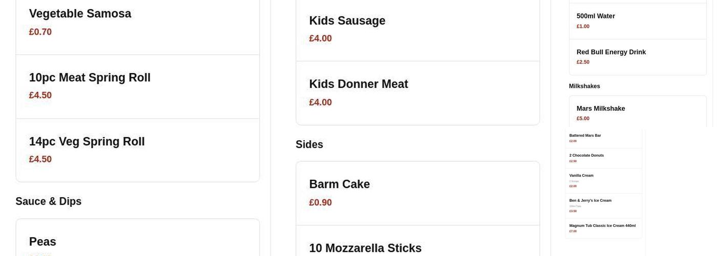 Warburtons Traditional Fish and Chips Menu