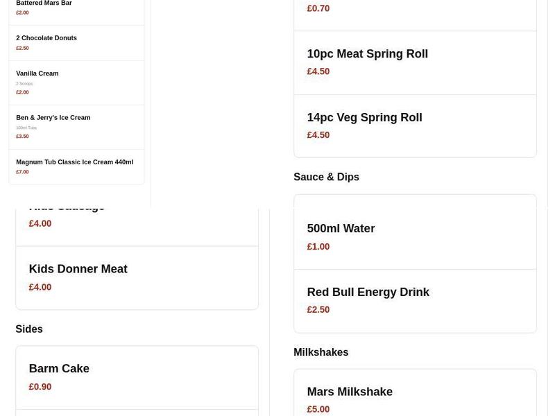 Warburtons Traditional Fish and Chips Menu