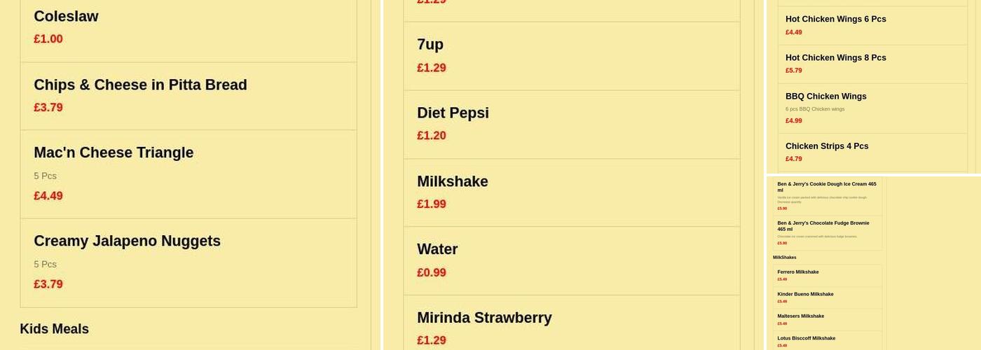 Carlito's Pizza Menu