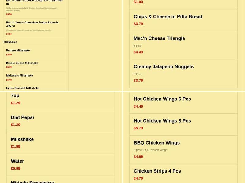 Carlito's Pizza Menu