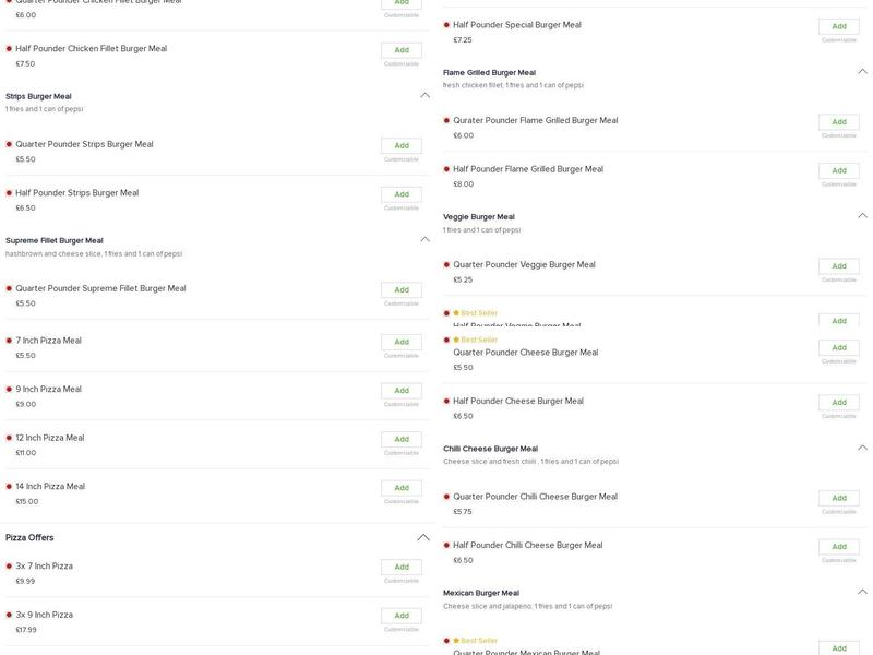 Mr. Fredy's Preston Menu