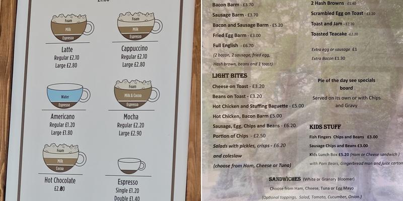 Pavilion Cafe Menu
