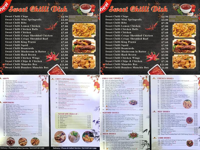 Chens chinese &thai takeaway Menu