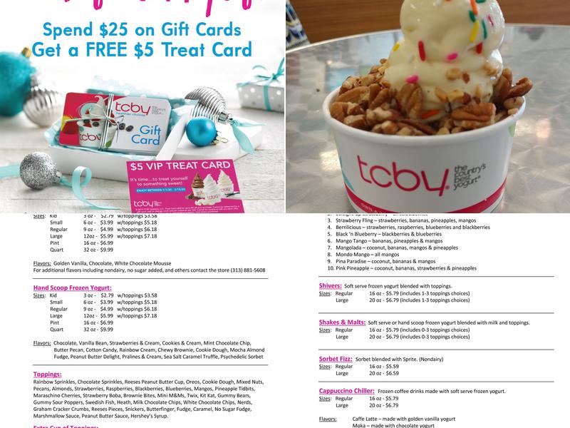 TCBY Menu