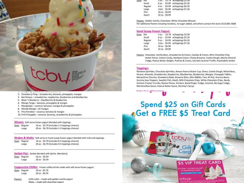 TCBY Menu