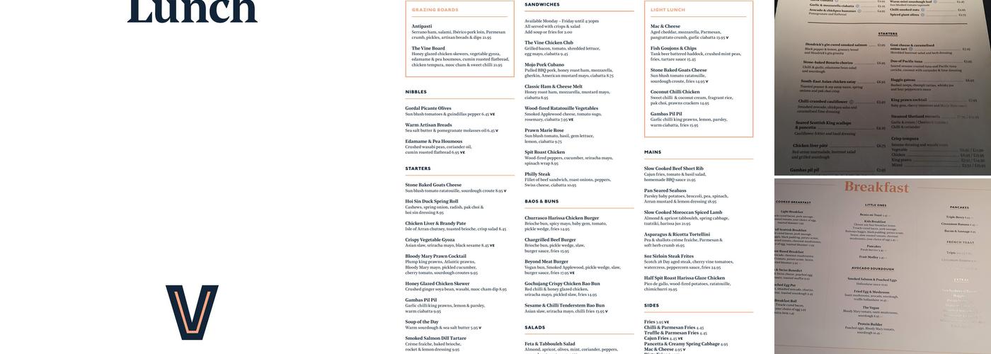 The Vine Menu