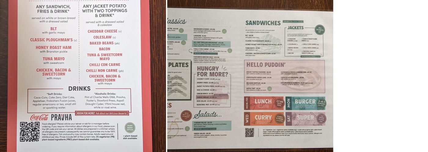 The Bell Public House Menu