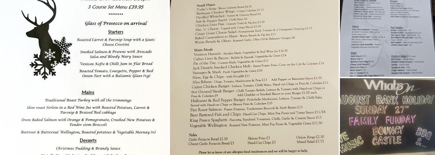 The White Hart Menu