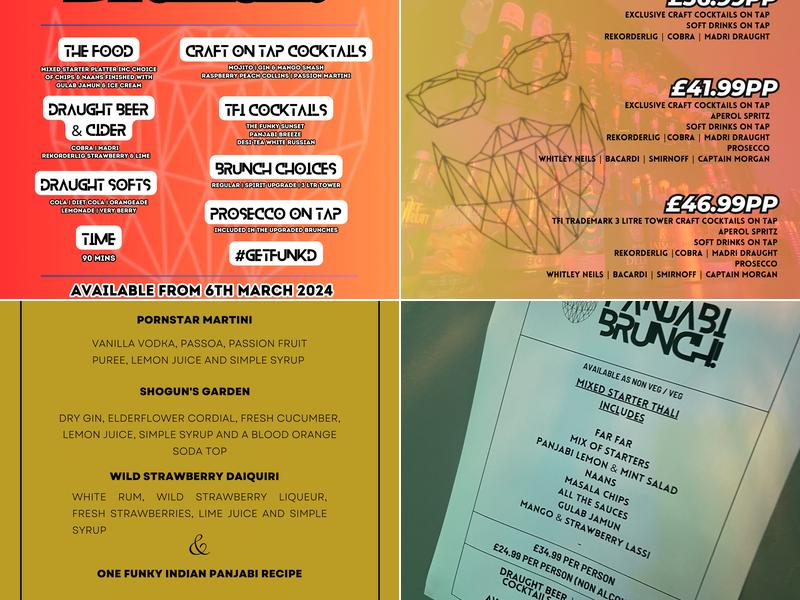 The Funky Indian Leeds Menu