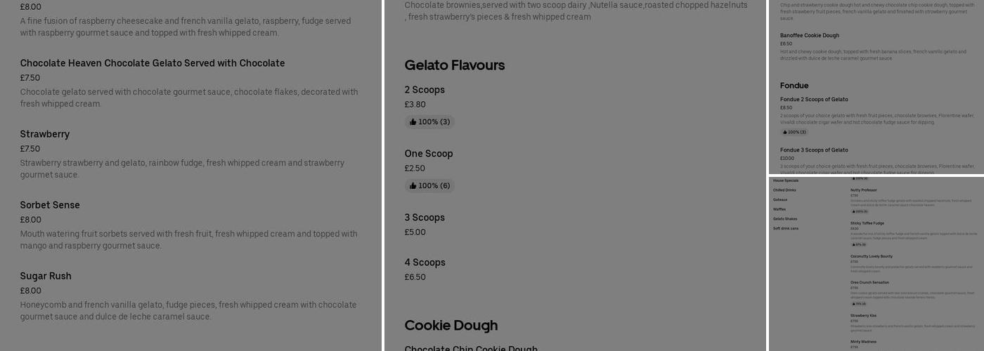 Ice Scoop Gelato Menu